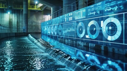 Digital interface showing hydropower data analytics