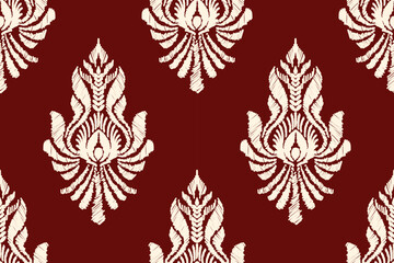 Ethnic Oriental Ikat Flower Embroidery Patterns Ethnic Ikat Flower Embroidery Patterns Abstract Embroidery for Surface, Fabric, Clothing and Decoration