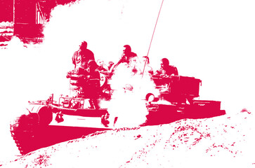 ARMORED RECOVERY VEHICLE - Heavy military tracked vehicle in the field
