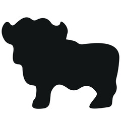 simple icon black shape of farm bull in black color in profile, vector