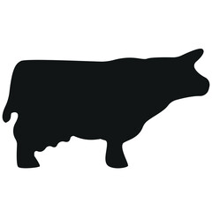 simple icon black shape of farm cow in black color in profile, vector