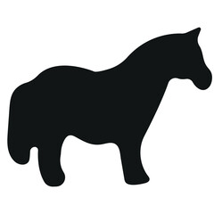 simple icon black shape of farm horse in black color in profile, vector