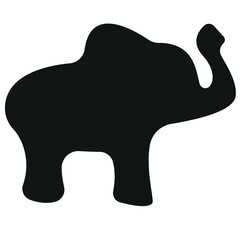 simple icon black shape of elephant in black color in profile, vector