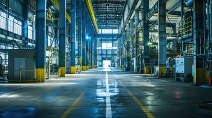 Fototapeta premium Interior of a massive industrial manufacturing plant