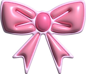 3D Coquette Simple Bow Element Pink