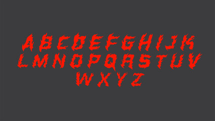 Fire Dark Lettering vector decorative alphabet type style Gothic red flaming, fire print designs font concept for apparel print design © Artmoreink