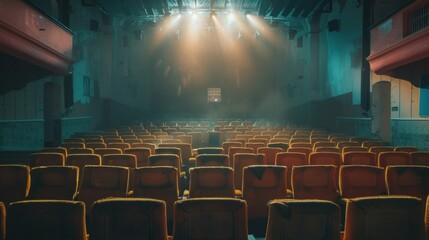 Empty Theater Seats in a Vintage Movie Palace