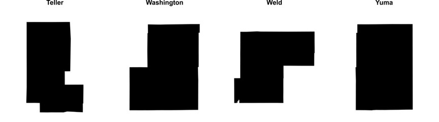 Teller, Washington, Weld, Yuma outline maps