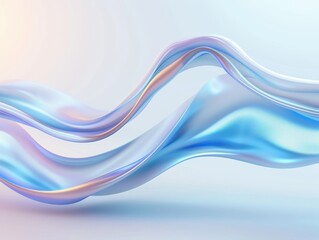 Fototapeta premium A blue wave with a white background. The blue color is very bright and the wave is very long