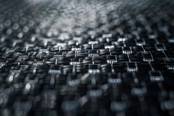 Obraz premium Abstract background wallpaper. texture and pattern on carbon fiber. black interlaced woven texture. Detailed pattern of a grey wicker. car hood softtop.