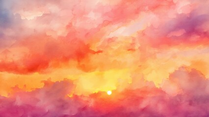 Sunset sky watercolor background