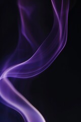 Abstract background wallpaper. purple glowing smoke line on black, aroma sticks vapor blured. Flowing wave lines. Futuristic technology concept. digital dynamic elegant flow, technology concept