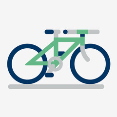 Flat illustration bicycle with green color