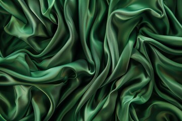 Fototapeta premium Abstract background wallpaper. green silk fabric, very soft and smooth, flowing in the wind. Luxury Shiny delicate fabric material