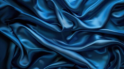 Obraz premium Blue satin fabric in soft folds. This image is perfect for designs that need a luxurious and elegant touch.