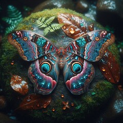 Mysterious dragonfly on dark background	
