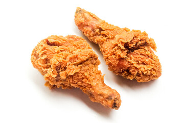 fried chicken drumsticks isolated on white background