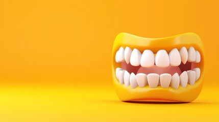 cartoon smiling mouth on yellow background