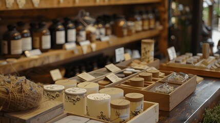 Obraz premium Artisan market with custom-designed packaging and handmade products