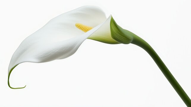 one single calla lily flower on white background - Powered by Adobe