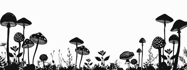 Mushroom-themed border, encompassing the edges with mushroom silhouettes