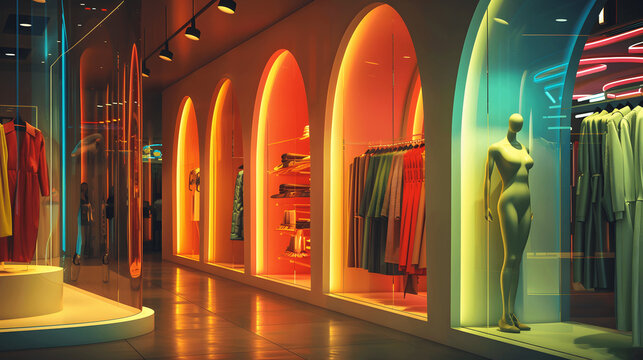 Fashion boutique with trendy clothing and stylish mannequins