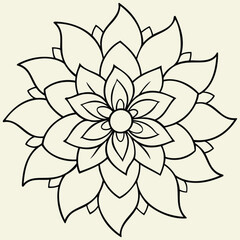 Mandala Flower Line Art