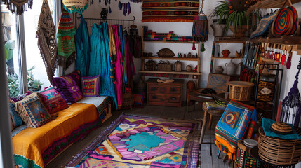 Fototapeta premium Local artisan shop with handcrafted goods and vibrant colors