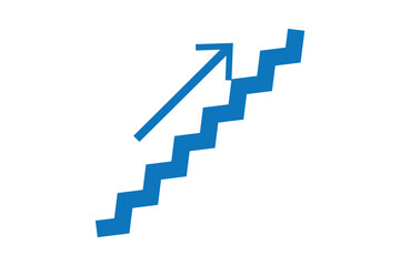 Upstairs icon sign. Walk man in the stairs. Career Symbol. flat design. Vector illustration.