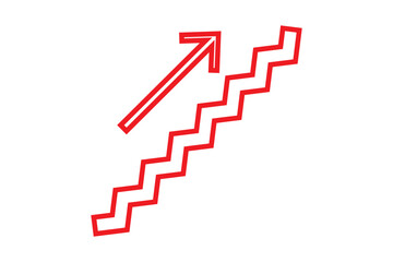 Upstairs icon sign. Walk man in the stairs. Career Symbol. flat design. Vector illustration.