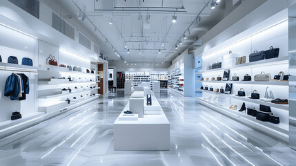 Modern retail store with sleek shelving and spacious layout