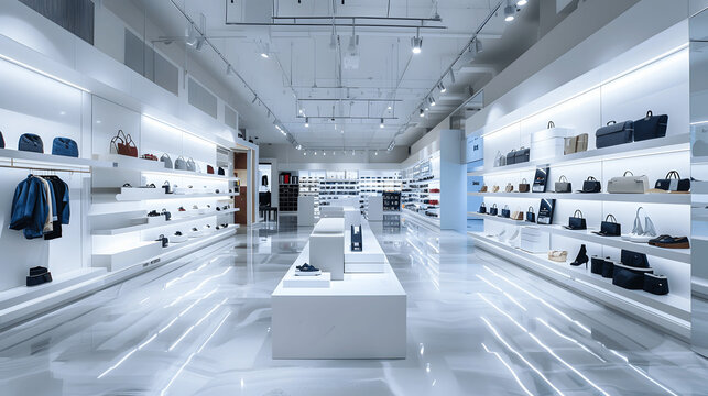 Modern retail store with sleek shelving and spacious layout