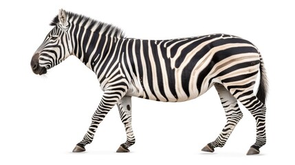 Obraz premium Galloping Zebra with Black and White Stripes in Watercolor Style on Isolated White Background Elegant Wildlife Animal in Motion