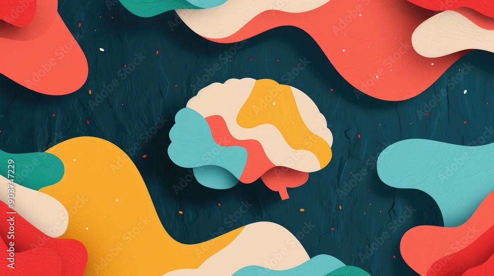 Poster depicting the concept of cognitive computing featuring an abstract graphical representation of a bra