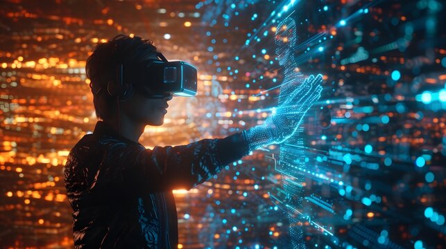 Immersive Virtual Reality Experience with Futuristic Digital Interface