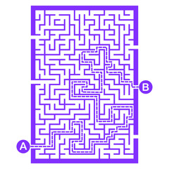 Illustration with labyrinth, maze conundrum for kids. Baby puzzle with entry and exit. Children puzzle game.