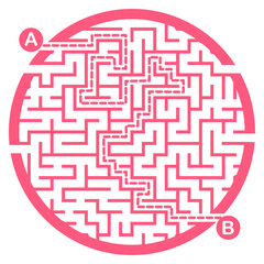 Illustration with labyrinth, maze conundrum for kids. Baby puzzle with entry and exit. Children puzzle game.