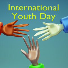 International Youth Day illustration. 3d render.
