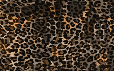 Seamless Endless Hand Painting Watercolor Abstract leopard Animal Skin Geometric Print Pattern Colorful Tie Dye Background
