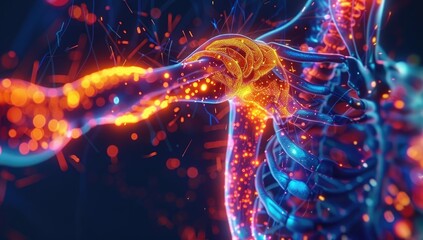 Futuristic Illustration of Human Arm Joints