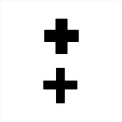 Obraz premium Black two plus silhouette on white background. Plus icon sign vector illustration design.