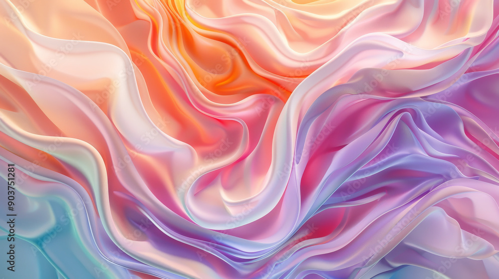Aufkleber a vibrant abstract background with flowing waves of soft colors creating a serene and artistic compo