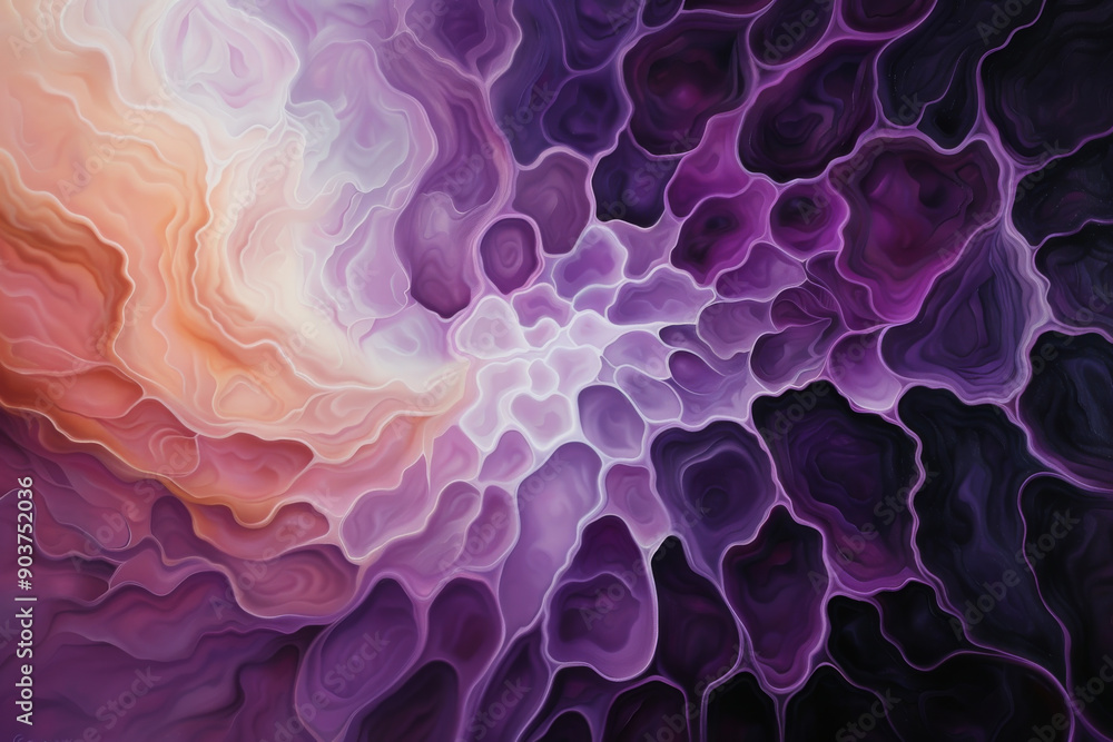 Poster abstract vibrant swirl featuring various shades of purple and orange, creating a mesmerizing and flu