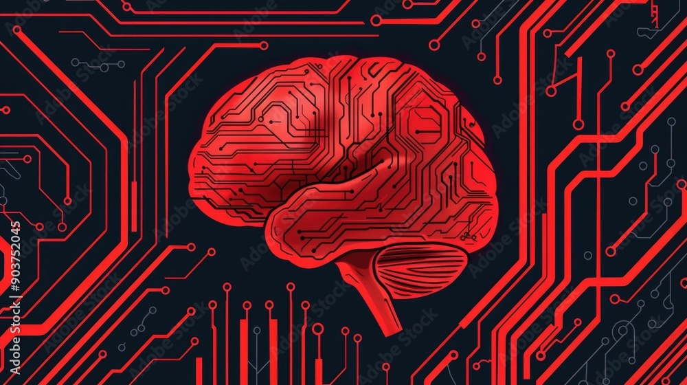 Poster detailed showcasing the complexity of an system with intricate electronic circuit board patterns and