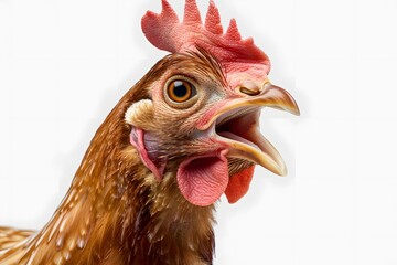 Close-Up of a Vibrant Chicken with an Expressive Beak and Feathers