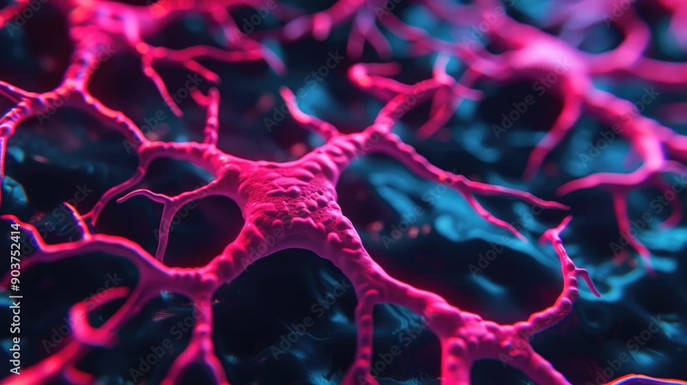 Poster vibrant depicting a futuristic neural circuit design with glowing luminous digital interconnections 