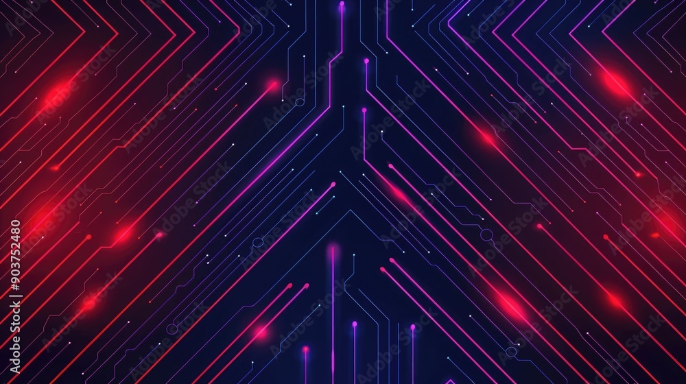 Poster futuristic of glowing neon neural circuits and digital technology background abstract modern geometr