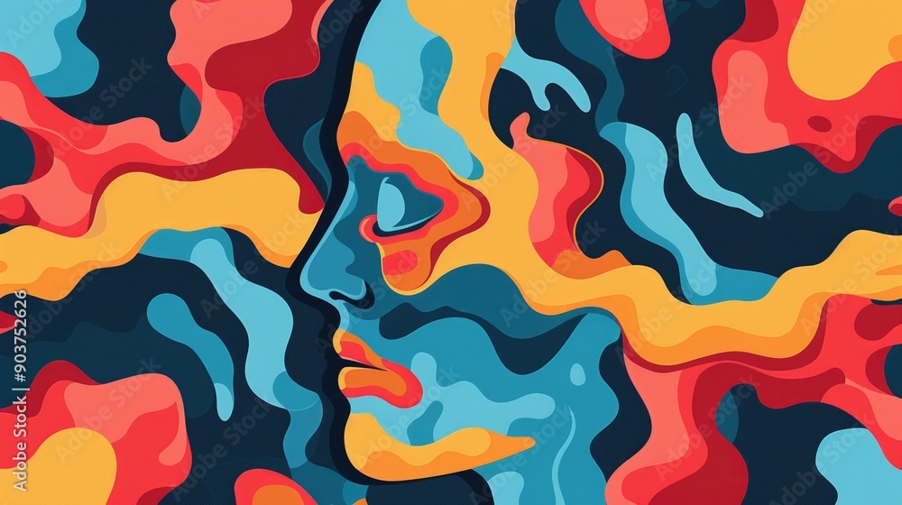 Poster intricate abstract showcasing a dynamic multi layered design that visually represents the complex me