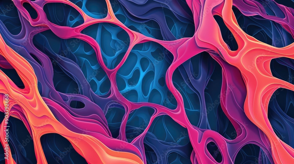 Poster captivating of complex neural patterns with a futuristic and visually striking design featuring a dy