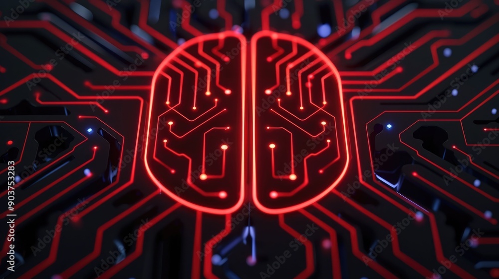 Poster futuristic depicting the concept of smart cognitive digital technology the image features a complex 